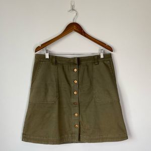 Anthropologie Pilcro Cotton Button Front Skirt Sz 12